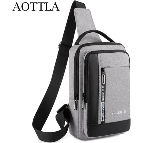 AOTTLA Charging Chest Bag Male Casual Shoulder Bags 2021 New Fashion Mens Backpack High Quality Brand Male Travel Crossbody Bag