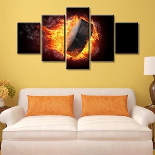 Canvas Wall Art Pictures Modern Frame Living Room Decor 5 Pieces Abstract Flame Music Sound HD Printed Modular Painting