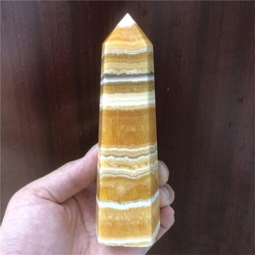 Natural Crystals Quartz Honey Yellow Calcite Points Tower Energy Reiki Healing Stones Room Home Office Decoration Gemstone