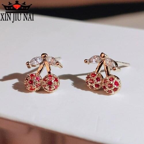 2020 new cherry lovely earrings cool wind small and fresh small romantic fairy light luxury elegant womens brand jewelry