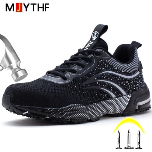 New Mens Work Safety Shoes Steel Toe Work Sneaker Lightweight Men Boots Anti-smashing Work Shoes Construction Industrial Shoes