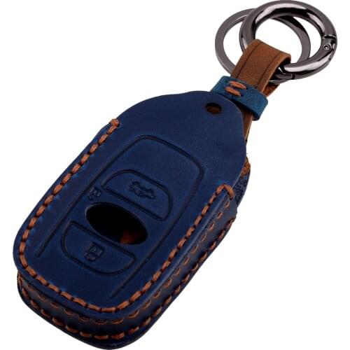 New Leather Car Blue Key Fob Case Cover Holder Fit For Subaru BRZ Forester Impreza STI WRX XV Legacy Outback