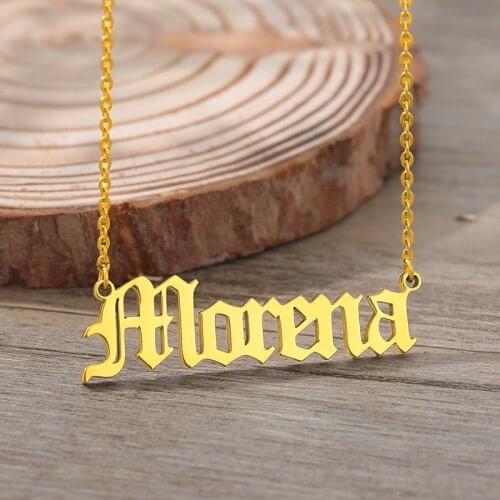 Personalized Name Necklace ,Customized Nameplate Necklaces Custom Stainless Steel , Old English Style Personalized Jewelry Gifts