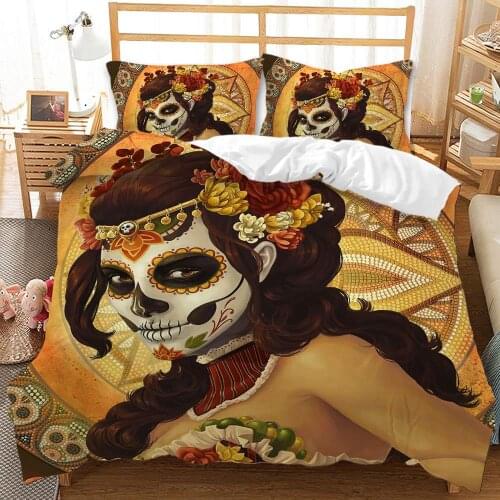 2021 New Skull Theme Duvet Cover 3pcs Quilt Cover Bedding Set Queen King Comforter Cover Single Double Bedclothes Kids Bedroom