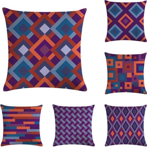 Geometric Cotton Linen Throw Pillow Case Purple Series Decorative Pillows For Sofa Seat Cushion Cover 45x45cm Home Decor ZY406