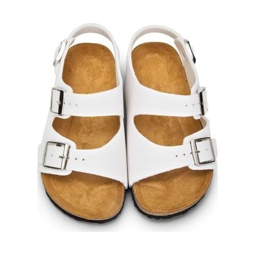 Xiaying Smile Brand Arizona Kids Flat Sandals Youth Casual Shoes Children Buckle Beach Summer Genuine Leather Slippers Boy Girls