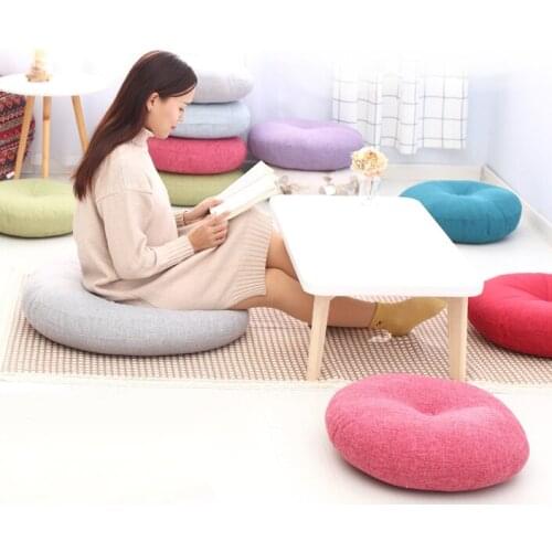 Removable & Washable Round Shape Cotton Linen Seat Cushion with Core Tatami Cushion Pillow Home Decoration Soft Car Sofa Cushion