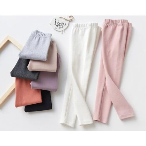 Kids Girl Pants Spring Autumn Candy Color Elastic Trousers Child Solid Leggings For 2-9Y Children Clothing