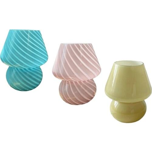 Mushroom Shape Glass Small Table Lamp USB Powered Desk Table Lamp for Home Office Decor, Table Centerpiece Photo Props