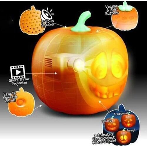 Halloween Flash Talking Singing Animated LED Pumpkin Toy Projection Lamp with Projector Inside for Home Party Halloween Decor