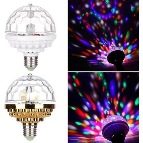 6W RGB LED DJ Stage Light Rotating Crystal Magic Ball RGB LED Stage Light Bulb E27 Lamp for Disco Party DJ Christmas Effect