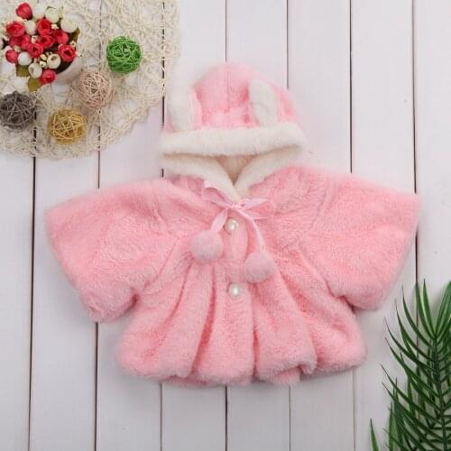 Baby Toddler Girl Rabbit Ears Warm Winter 3D Ear Coat Snowsuits Cloak Clothes Joli Clothing Set