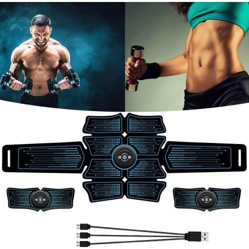 Abdominal Muscle Trainer EMS Fitness Equipment Training Gear Muscle Exerciser Stimulator Belt Belly Arm Massage USB Charged