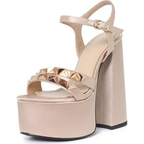 2022 Fashion Woman Pumps Woman Sandals Brand Design Crystal Ankle Strap Thick High Heeled Shoes Woman Party Gladiator Sandals