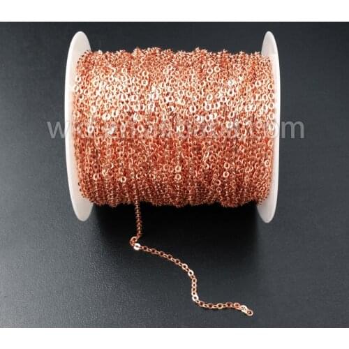 WT-BC080 Rose Gold Electroplated Link Chain For Necklace Making,2mm rose gold charm chain