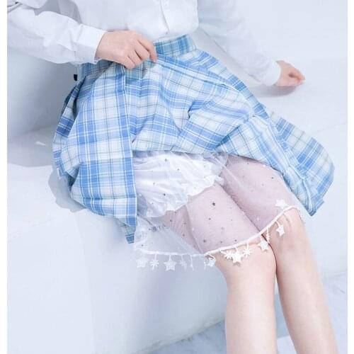 Japanese Series Cute JK Skirt Lolita Style Safety Pants Summer Anti-glitch Bottom Little Star Lace Mosaic Leggings Safety Pants