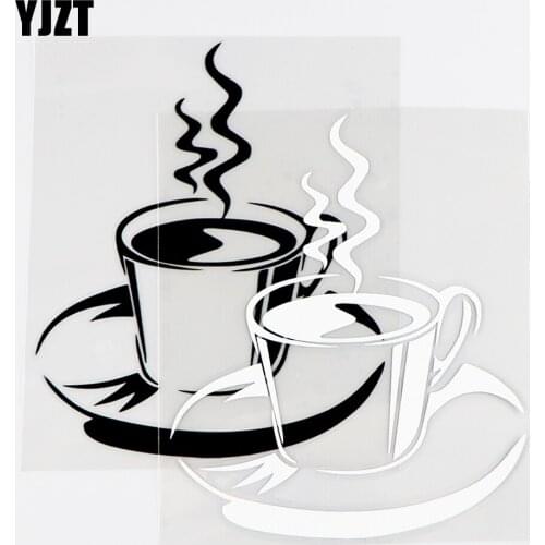YJZT 10.7×13.1CM Coffee Pattern Vinyl Car Stickers Decals Body Art Decor Black / Silver 10A-0722