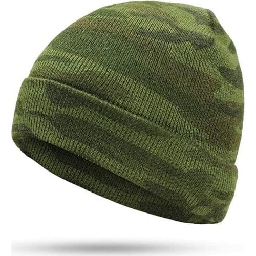 Green Camouflage Knit Hat Outdoor Warm Military Uniform Hat Bone Warm Green Military Uniform Hat For Men And Women