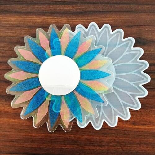 Sunflower Silicone Mold Wall Mirror Epoxy Resin Mold Round Mirror Epoxy Resin Casting Mold Suitable for Home Decoration