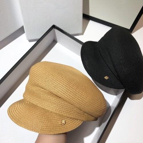 New Japanese Hats For Women Solid Plain Octagonal Newsboy Cap Ladies Summer Casual Straw Hat Beret Painter Cap Military Bonnets