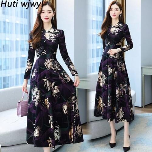2021 Autumn Winter Long Sleeve Elegant Maxi Dress Casual Bodycon Party Night Vestidos Plus Size Women Vintage Fashion Midi Dress