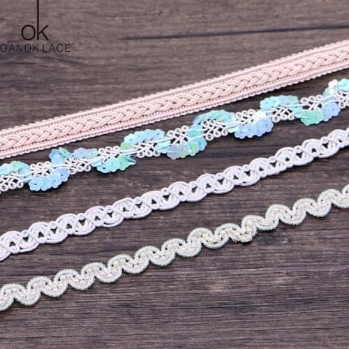 1 yard Sequin Lace Fabric Trim DIY Sewing Craft Garment Accessories Shiny Beading Sequins Ribbons Wedding Decoration