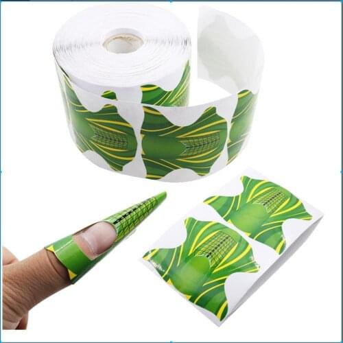 100 Pcs Nail Form Sticker Square Sharp Self-Adhesive Manicure Tool for Acrylic UV Gel T0101