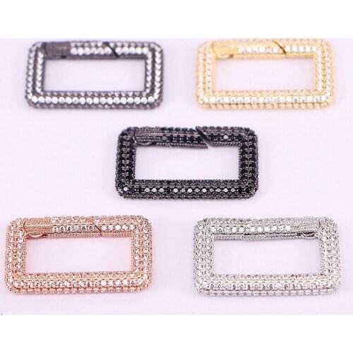 5PCS, Rectangle Clasp CZ Micro Pave, Carabiner Clasp, Interlocking Clasp, Cubic Zirconia, Pave Clasp, Accessories