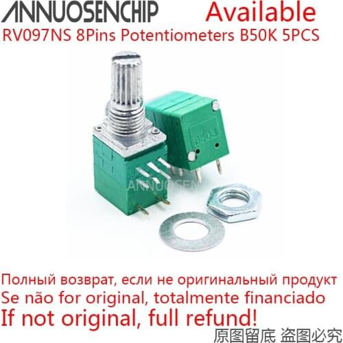 5PCS RV097NS Dual Potentiometer B50K B 50K 8Pins With Switch Audio Amplifier Sealed Potentiometer