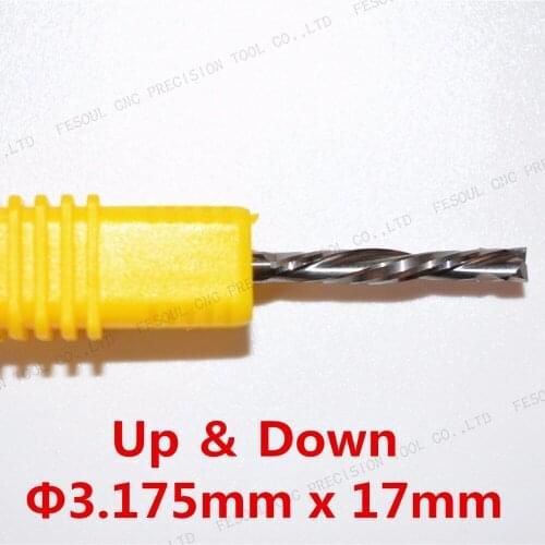 5PCS-Up &Down Cut 3.175x17MM- 2 Flute Solid Carbide CNC End mill Bit Compression Cutter,Tungsten End Milling Cutter Tools