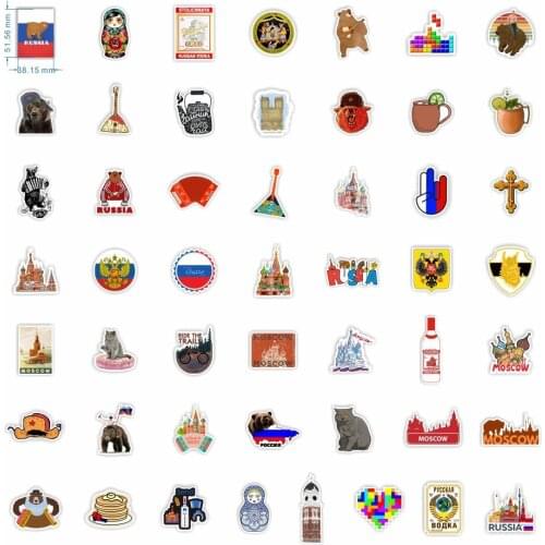 50PCS 2021 brown bear cartoon national car stickers For Snowboard Laptop Luggage Fridge Car Decal Home Decor Stickers