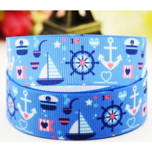 22mm 25mm 38mm 75mm Anchor Cartoon printed Grosgrain Ribbon party decoration 10 Yards X-02976