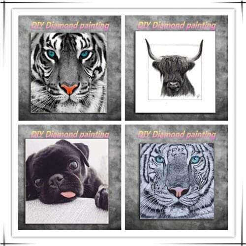 Full Square/Round Drill 5D DIY Diamond Painting "Animal tiger / yak / dog" Embroidery Cross Stitch Mosaic Home Decor Gift