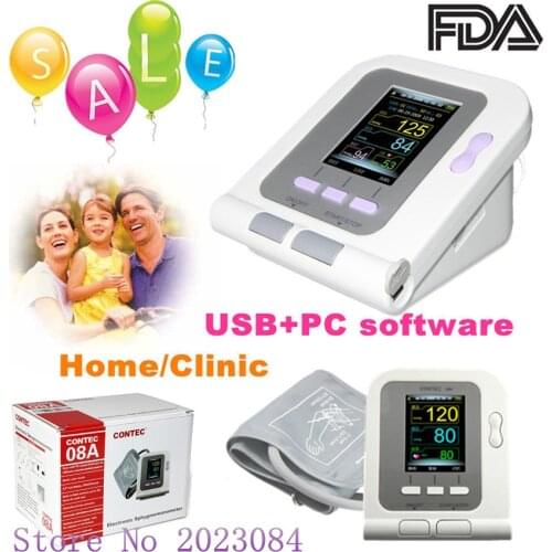 Free Shipping Digital Automatic Blood Pressure Monitor, Adult Cuff PC Software CONTEC