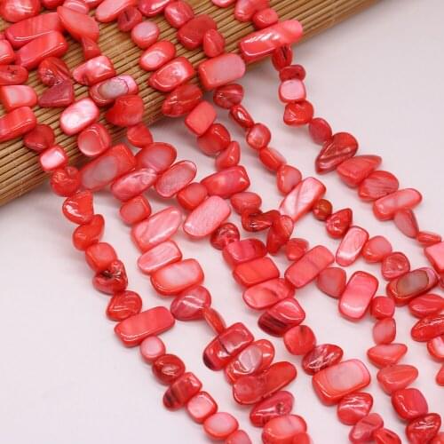 Natural Red Shell Beaded Irregular Freeform Shell Loose Beads For Making DIY Jewelry Necklace Bracelet Size 8x15-10x20mm
