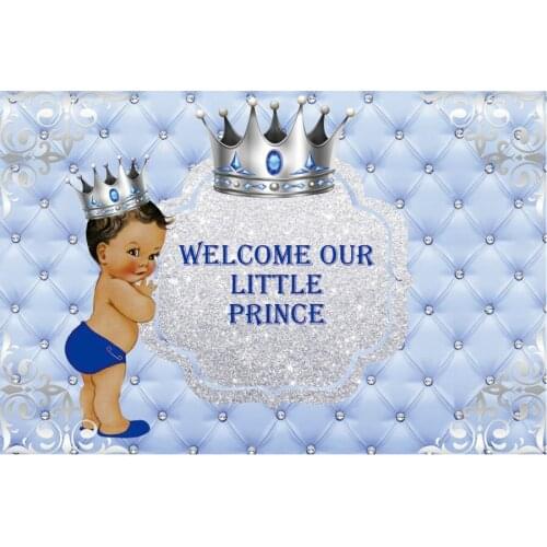 Welcome Our Little Prince Blue Backdrop Photography Background Holiday Celebration Photo Booth Studio Decor