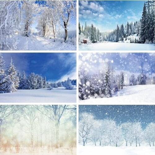 Laeacco Winter White Forest Snowflake Light Bokeh Christmas Landscape Photo Background Photographic Backdrop For Photo Studio