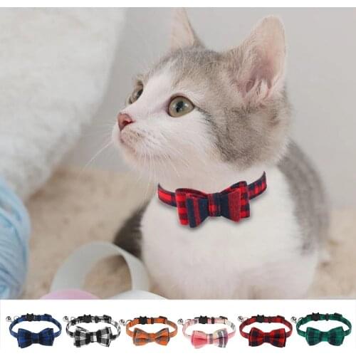 Colorful Plaid Small Dogs Collars Cotton Striped Bowknot Necklace Bulldog Chihuahua Bow Tie Puppy Cats Party Bandana Collar