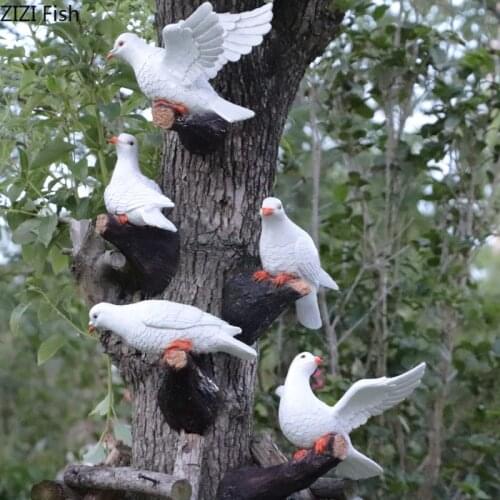 Creative Simulation Pigeon Model Sculpture White Resin Crafts Garden Outdoor Decor Peace Dove Bird Home Decoration Accessories