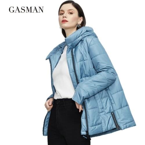 GASMAN new Womens spring autumn jackets 2021 Stand-up Collar zipper Women Coat Fashion short Warm outwear casual parka 81855