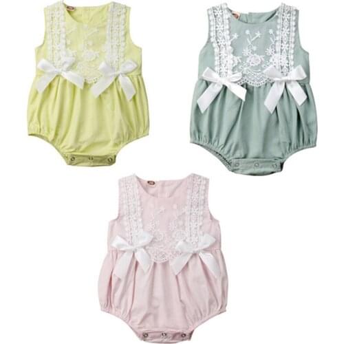 2020 Toddler Baby Girl Summer Clothing Cute Lace Bodysuit Jumpsuit Sleeveless Sunsuit Clothes Casual Playsuit Outfits 0-24M