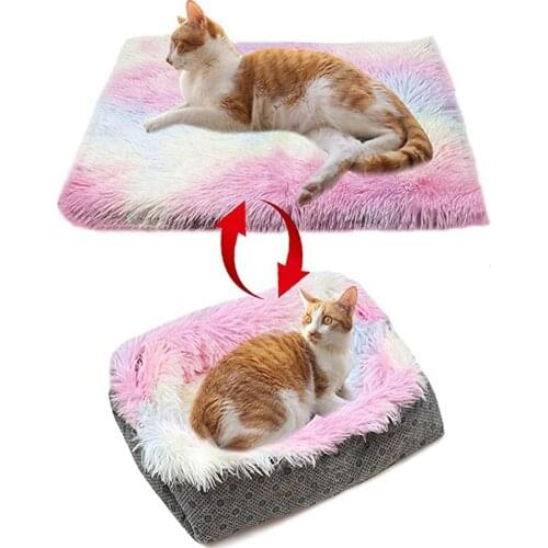 2-in-1 Pet Beds Indoor Warm Cat and Dog Calming Cushion with Non-Slip Bottom for Improved Sleep Machine Washable Cave Soft Sofa