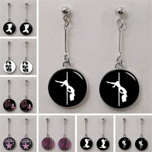 Fashion Pole Dance Convex Glass Earrings Beauty Dancers Striptease Silhouette Earrings Exquisite Jewelry Gifts