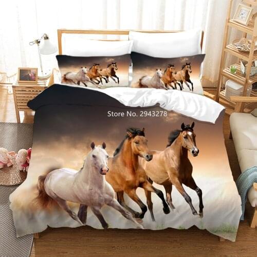 Male Bedroom Decoration Horse Series Animal Home Textile Print Fashion and Comfortable Duvet Cover Pillowcase Bedding Set