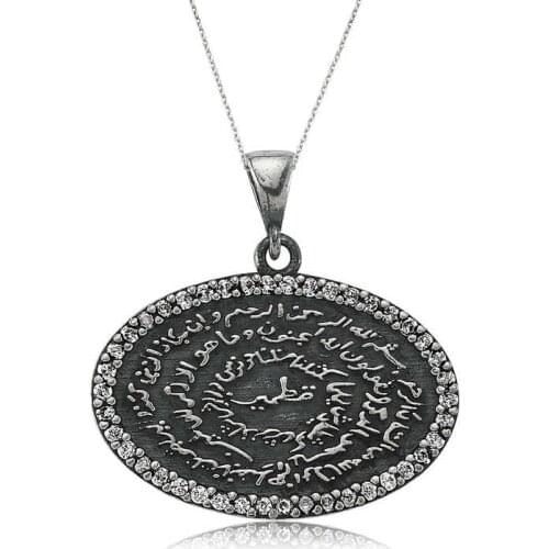Real Silver 925 Jewelry Silver Oval Cubic Zirconia Kıtmir Necklace