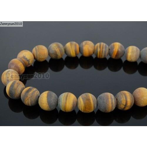Natural Matte Tigers Eye 10mm Frosted Gems stones Round Ball Loose Spacer Beads 15'' 5 Strands/ Pack