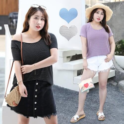 2020 New Women T-shirts Casual Harajuku Stripe Tops Tee Summer Female T shirt Short Sleeve T shirt For Women Clothing