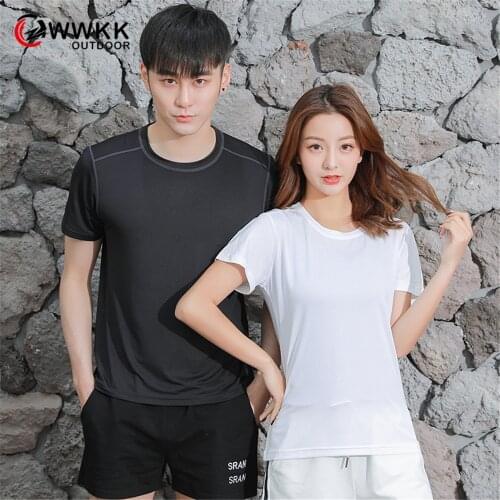 New WWKK Couple Black Female Hiking T-Shirt Men Women Travel Quick-Drying White Tee Mens Round Neck Tops Camping Short T-Shirts