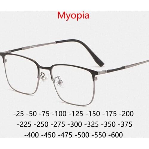 High Myopia Glasses Men Titanium Half Frame Nearsighted Glasses Women Custom Shortsighted Eyewear Ultralight Diopters -125-175