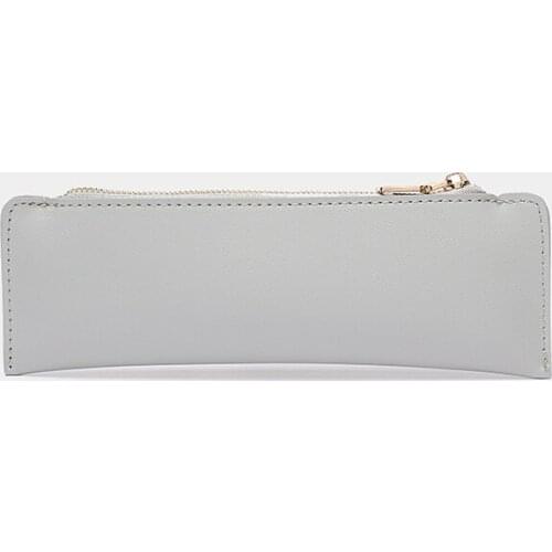 Pencil bag for men and women simple leather zipper pu leather stationery bag for men and women